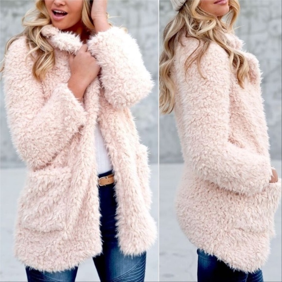 Jackets & Blazers - Cozy Up! Blush Fur Coat